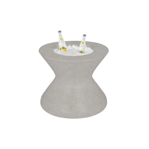 Signature 22 Inch Round Polyresin End Table w/ Ice Bucket & Lid in Sandstone by Ledge Lounger