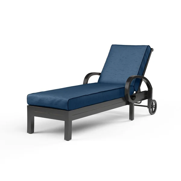 Monterey Aluminum Patio Chaise Lounge in Spectrum Indigo w/ Self Welt By Sunset West
