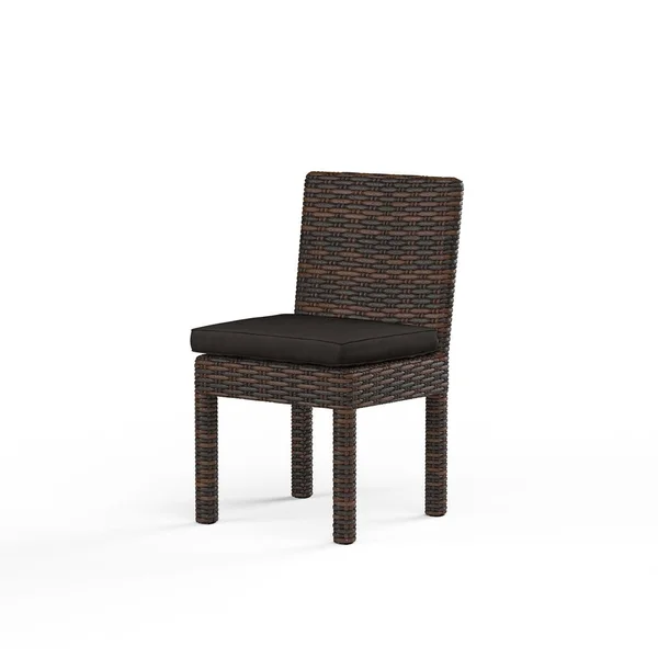 Montecito Wicker Patio Armless Dining Chair in Spectrum Carbon w/ Self Welt By Sunset West