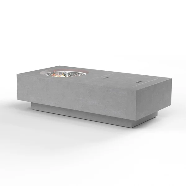 Gravelstone 60-Inch Rectangular GFRC Self-Contained Tank Natural Gas Fire Table W/ Glass Surround By Sunset West - Ships as Propane with Conversion Fittings