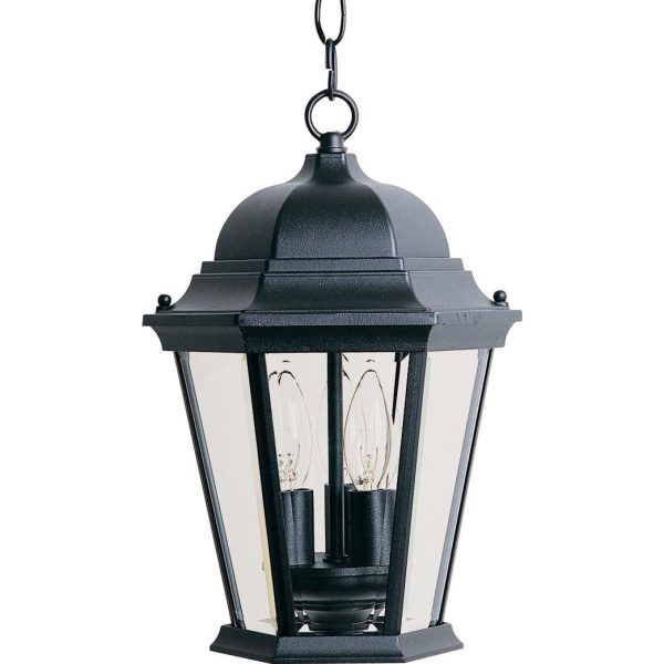 Maxim Westlake Three Light 14-Inch Outdoor Hanging Lantern - Black - 1009BK