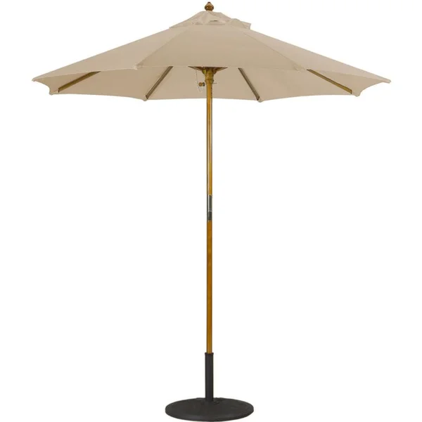 Galtech 7.5 Ft. Octagonal Hardwood Patio Market Umbrella W/ Push Lift - Light Wood W/ Sunbrella Canvas Camel Canopy