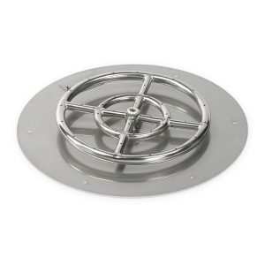 BBQGuys Signature 18-Inch Round Stainless Steel Flat Pan W/ 12-Inch Natural Gas Fire Ring - SS-RFP-18-ASBL