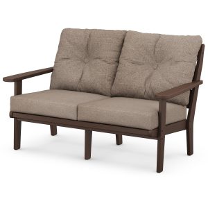 Lakeside Recycled Plastic Loveseat in Mahogany/Spiced Burlap by POLYWOOD