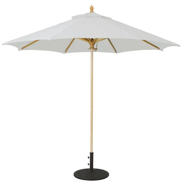 Galtech 9 Ft. Commercial Octagonal Hardwood Patio Market Umbrella W/ Push Lift - Light Wood W/ Sunbrella Canvas Canvas Canopy