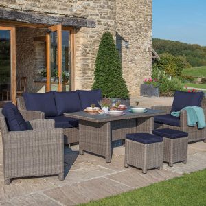 Palma 6 Pc Wicker Lounge Seating Set in Spectrum Indigo By KETTLER