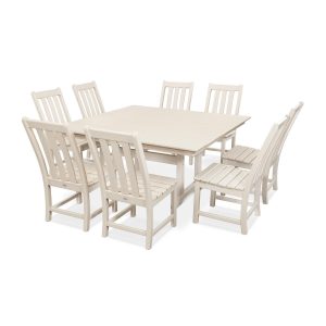 POLYWOOD Vineyard 9-Piece Farmhouse Trestle Dining Set - Sand