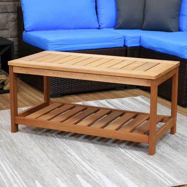 35 X 18 Inch Rectangular Meranti Wood Coffee Table in Teak Oil Finish by Ultimate Patio