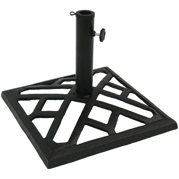 Ultimate Patio 18 Lb Modern Geometric Pattern Cast Iron Umbrella Base - Black