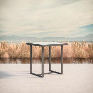 Pavia 35 Inch Charcoal Aluminum Counter Table W/ Helena Dekton Top By Azzurro Living