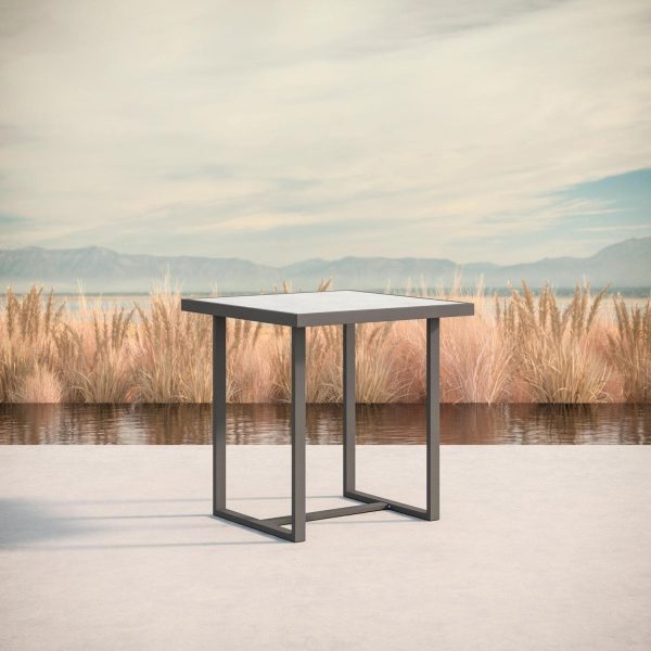 Pavia 35 Inch Charcoal Aluminum Counter Table W/ Helena Dekton Top By Azzurro Living