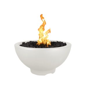Sonoma 38 Inch Round GFRC Propane Fire Pit in Limestone by The Outdoor Plus