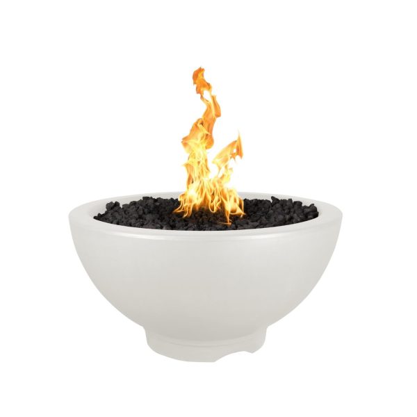 Sonoma 38 Inch Round GFRC Propane Fire Pit in Limestone by The Outdoor Plus