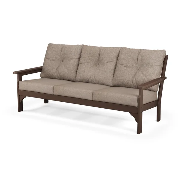 Vineyard Recycled Plastic Sofa in Mahogany/Spiced Burlap by POLYWOOD