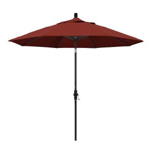 California Umbrella 9 Ft. Octagonal Aluminum Collar Tilt Patio Umbrella W/ Crank Lift & Aluminum Ribs - Stone Black Frame / Sunbrella Canvas Henna Canopy