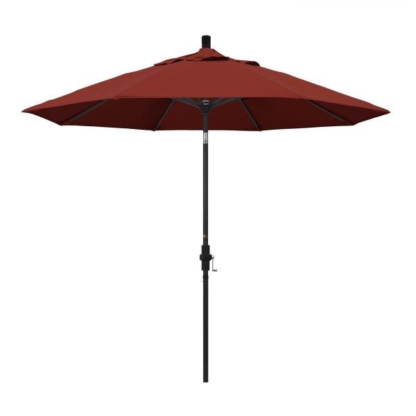 California Umbrella 9 Ft. Octagonal Aluminum Collar Tilt Patio Umbrella W/ Crank Lift & Aluminum Ribs - Stone Black Frame / Sunbrella Canvas Henna Canopy