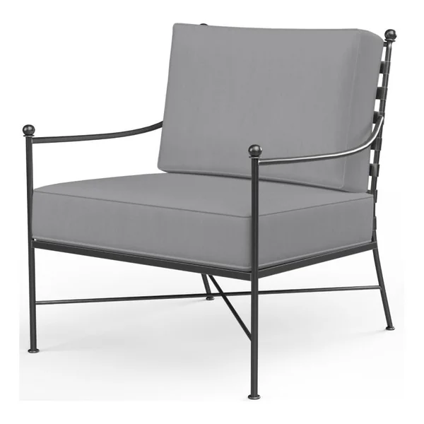 Provence Wrought Iron Club Chair in Pewter/Canvas Granite by Sunset West