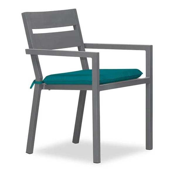 Calm Bay Aluminum Dining Arm Chair in Slate/Spectrum Peacock by Lakeview Outdoor Designs