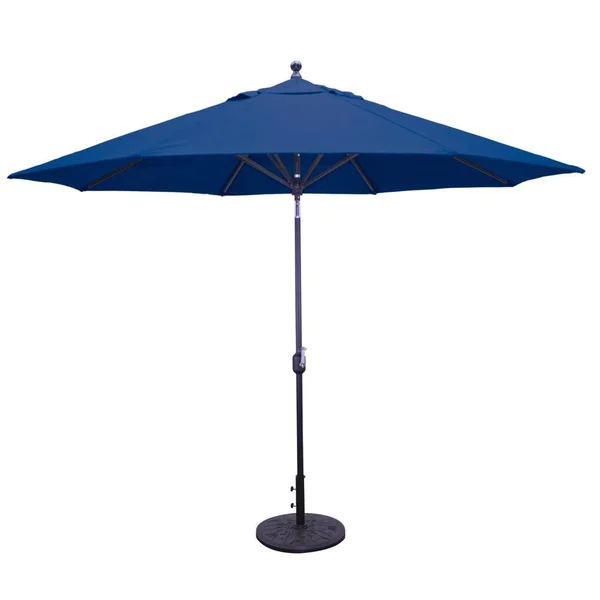 Galtech 11 Ft. Octagonal Aluminum Patio Market Umbrella W/ Crank Lift And Deluxe Auto Tilt - Black Frame W/ Sunbrella Canvas Navy Canopy