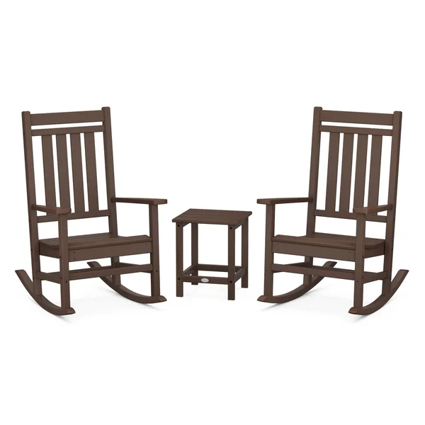 Estate 3 Pc Recycled Plastic Seating Set w/ Long Island End Table in Mahogany by POLYWOOD