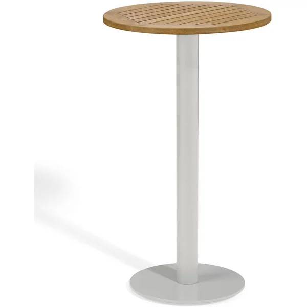 Travira 24 Inch Round Patio Bar Table W/ Tekwood Natural Top By Oxford Garden