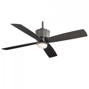 Minka-Aire Strata 52-Inch 4-Blade LED Ceiling Fan in Smoked Iron Finish W/ Smoked Iron Finish Blades & Etched Opal Glass - F734L-SI