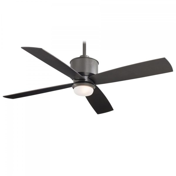 Minka-Aire Strata 52-Inch 4-Blade LED Ceiling Fan in Smoked Iron Finish W/ Smoked Iron Finish Blades & Etched Opal Glass - F734L-SI