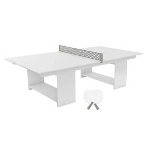 Ledge Lounger Ping Pong Table - White w/Gray Net & Paddle Accent