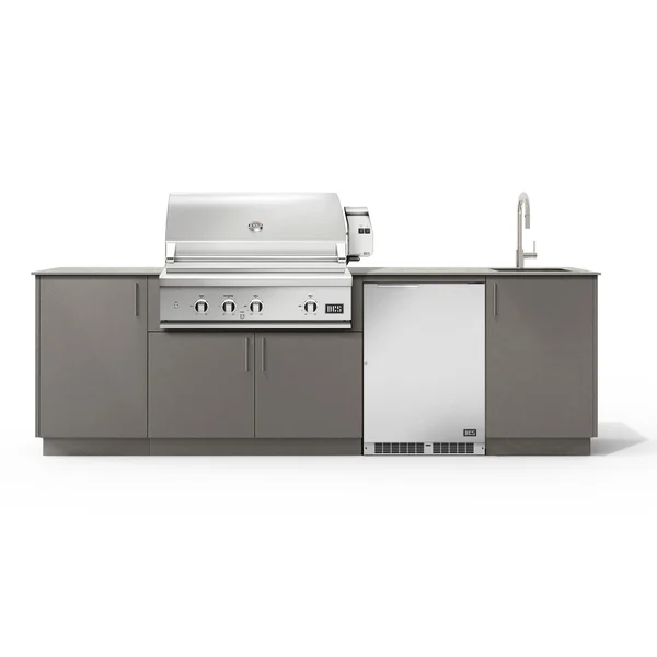 Urban Bonfire Cove 36 Outdoor Kitchen w/ DCS Natural Gas Grill, Sink, Refrigerator, Keon Dekton Countertop & Clay Finish - B-Cove-36-DCS-Keon-Clay