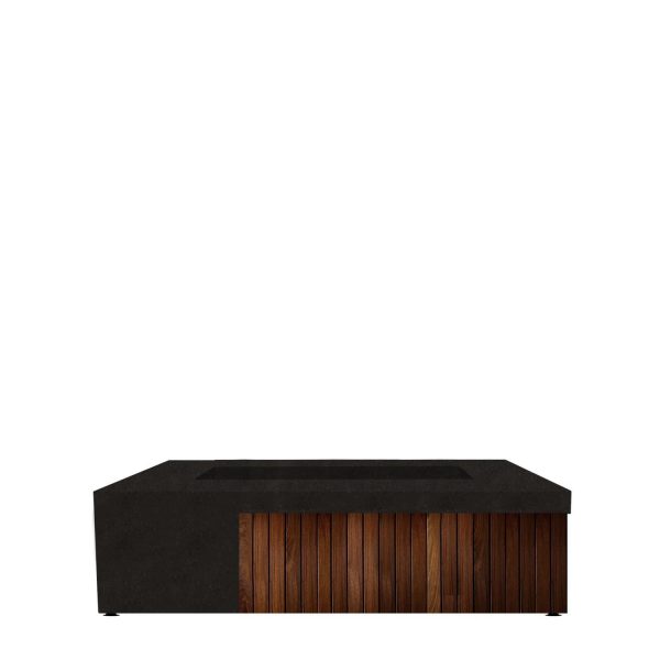 Islandwood 72 Inch Rectangular GFRC Natural Gas Fire Pit Table in Ebony by Lakeview Outdoor Designs