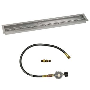 BBQGuys Signature 48 X 6 Inch Stainless Steel Linear Drop-In Fire Pit Pan with Match Light Kit - Propane