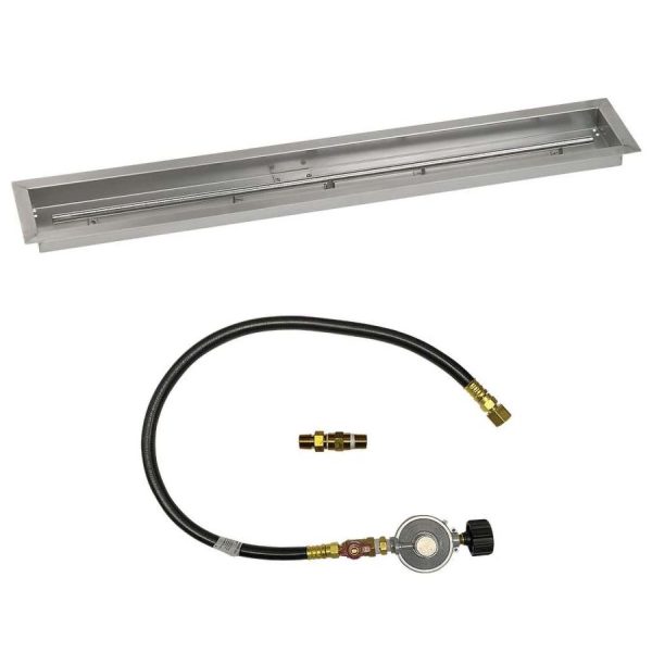 BBQGuys Signature 48 X 6 Inch Stainless Steel Linear Drop-In Fire Pit Pan with Match Light Kit - Propane