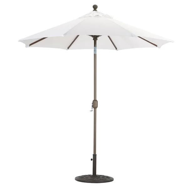 Galtech 7.5 Ft. Octagonal Aluminum Patio Market Umbrella W/ Crank Lift And Deluxe Auto Tilt - Antique Bronze Frame W/ Sunbrella Canvas Natural Canopy