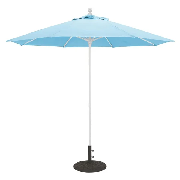 Galtech 9 Ft. Octagonal Aluminum Patio Market Umbrella W/ Push Lift - White Frame W/ Sunbrella Canvas Air Blue Canopy