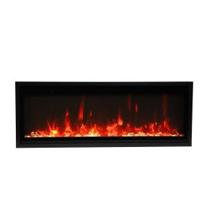 Remii by Amantii Panorama Extra Slim 55-Inch Smart Built-In Electric Fireplace with Black Steel Surround - Indoor/Outdoor - 102755-XS