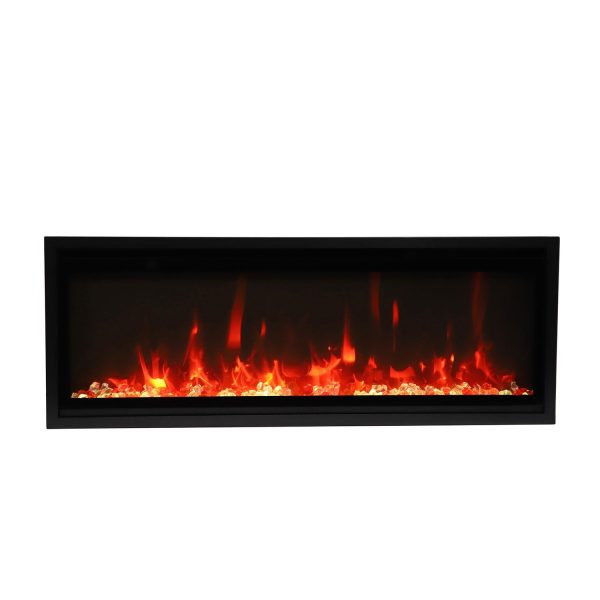 Remii by Amantii Panorama Extra Slim 55-Inch Smart Built-In Electric Fireplace with Black Steel Surround - Indoor/Outdoor - 102755-XS