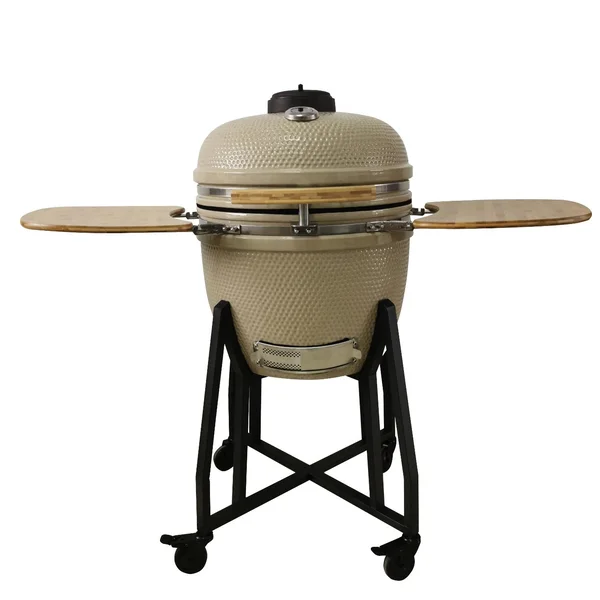Lifesmart 21-Inch Ceramic Kamado Grill - Taupe - SCS-K21BTPE