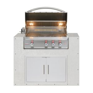 BBQGuys Signature 48-Inch Ready for Finish Outdoor Kitchen Module w/ Blaze Professional LUX 34-Inch Natural Gas Grill & Double Doors