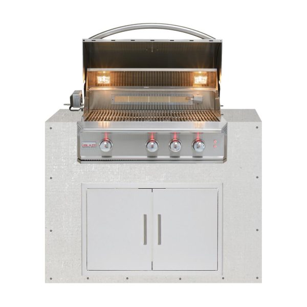 BBQGuys Signature 48-Inch Ready for Finish Outdoor Kitchen Module w/ Blaze Professional LUX 34-Inch Natural Gas Grill & Double Doors