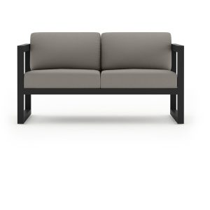Misty Cove 2 Person Aluminum Loveseat in Black/Canvas Charcoal by Lakeview Outdoor Designs