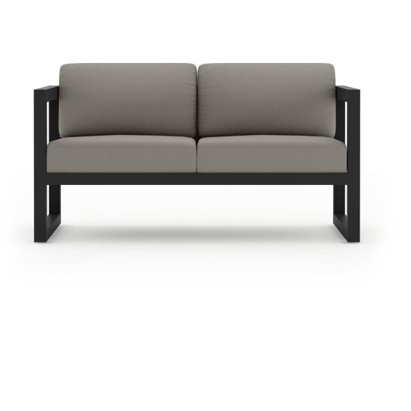 Misty Cove 2 Person Aluminum Loveseat in Black/Canvas Charcoal by Lakeview Outdoor Designs