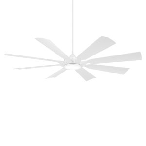Minka-Aire Future 65-Inch 8 Blade Outdoor LED Ceiling Fan in White Blades with Remote Control - F756L-WHF