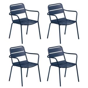Kapri 4 Pc Aluminum Dining Arm Chair in Prussian By Oxford Garden