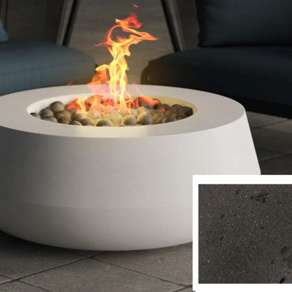 Rustic Road 42 Inch Round GFRC Propane Fire Pit Table in Ebony by Lakeview Outdoor Designs