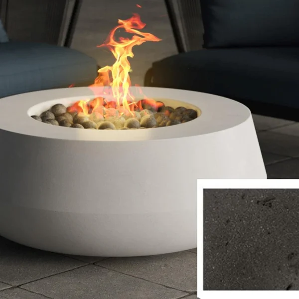 Rustic Road 42 Inch Round GFRC Natural Gas Fire Pit Table in Ebony by Lakeview Outdoor Designs