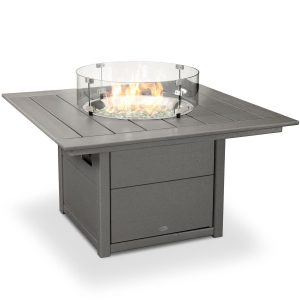 43 Inch Square Recycled Plastic Propane Fire Pit Table in Slate Gray by POLYWOOD
