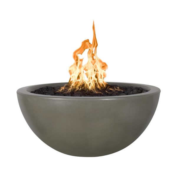 Luna 30 Inch Round GFRC Propane Fire Pit w/ Glow Plug in Ash by The Outdoor Plus