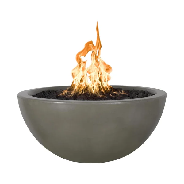 Luna 30 Inch Round GFRC Natural Gas Fire Pit w/ Glow Plug in Ash by The Outdoor Plus