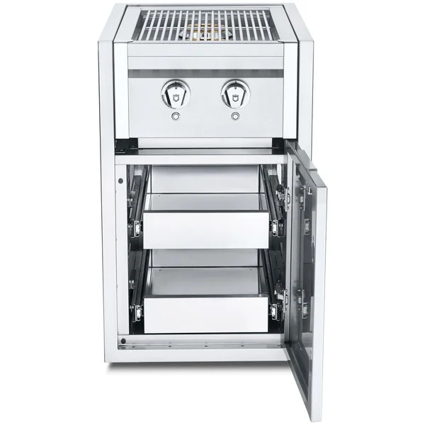 Crown Verity Infinite Series 21-Inch Enclosed Cabinet Storage W/ Natural Gas Double Side Burner, Double Storage Drawers And LED Lighting - IBISC-SBNG-2D-LT