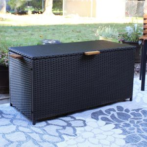 Ultimate Patio Indoor/Outdoor Resin Rattan Deck Box - 75-Gallon - Black